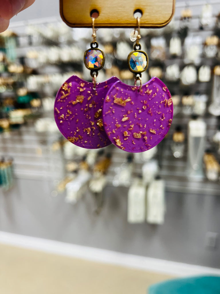 1CNC E105- Speckled 24k Purple Earrings