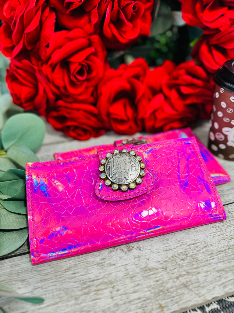 Pink Taffy Hologram Coin Small Wallet