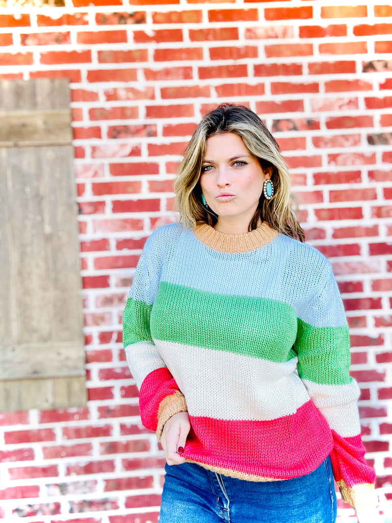 A Glimpse Of Love Color Block Sweater - Multi