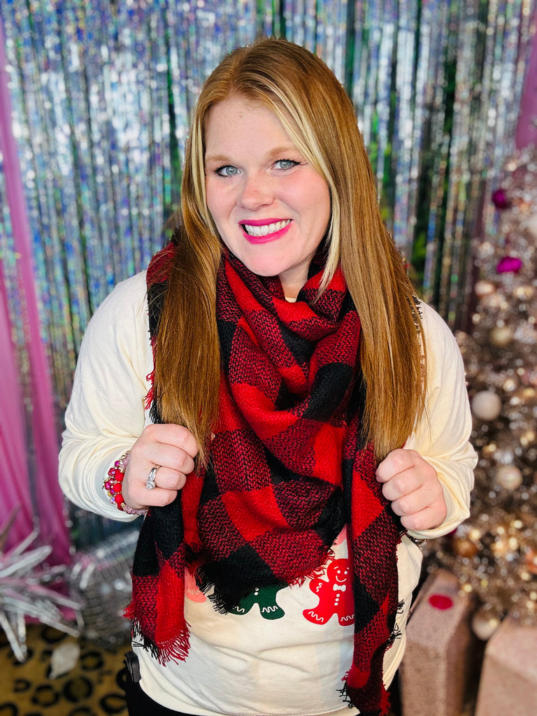 Hometown Holiday Plaid Blanket Scarf-ONE SIZE