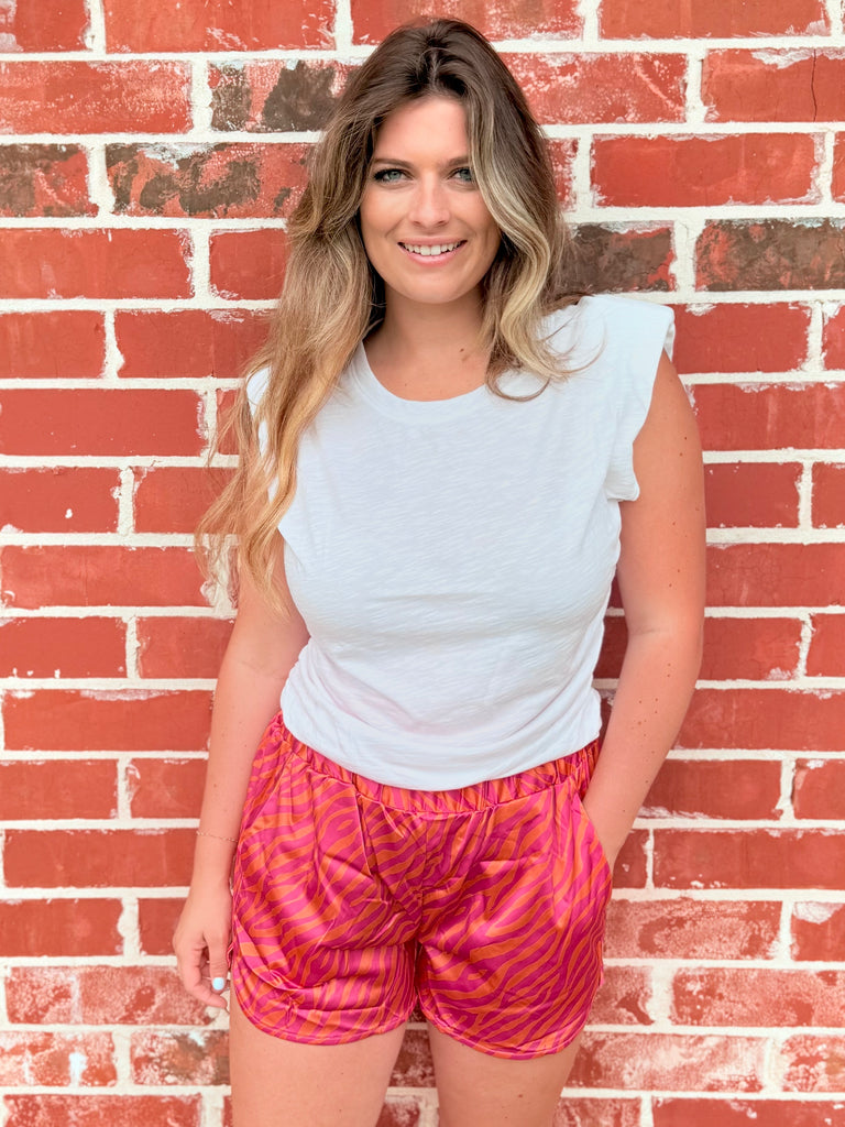 White Jade Ruched Padded Shoulder Top