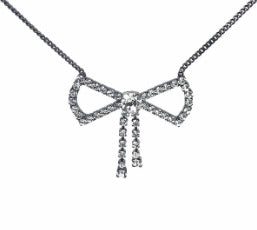 N9002LGU Girly Silver Bow Necklace