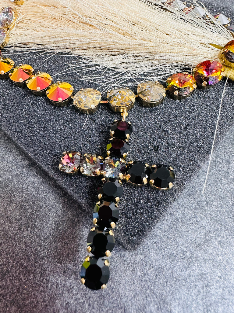 Donatella Fall Mix Cross Necklace