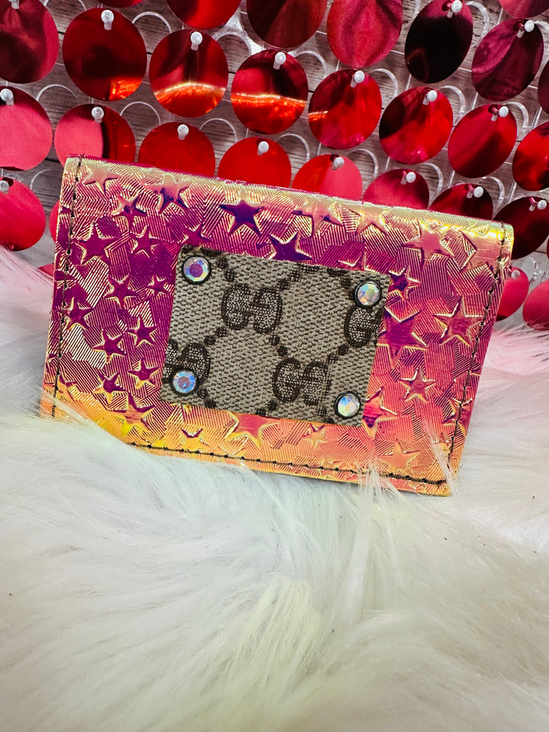 Iridescent Star Gazer Leather Card Holder
