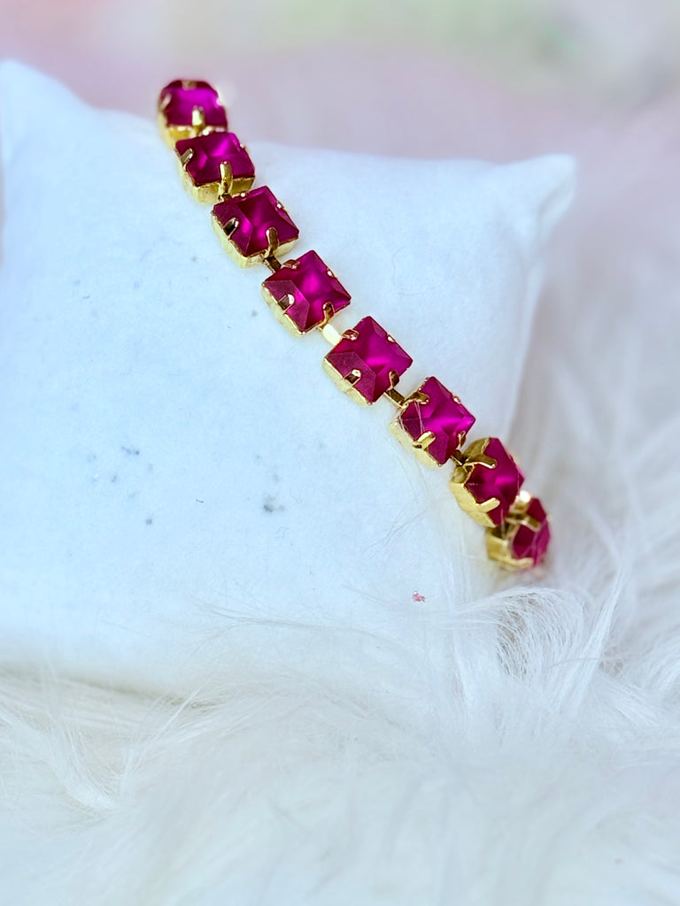 Amyeline Swarovski Bracelet  - Fuchsia Matte Glow