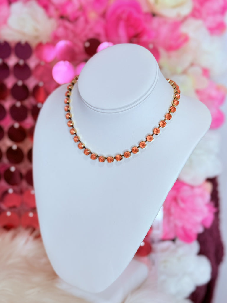 Sarina Swarovski Necklace In Peach Rose Matte