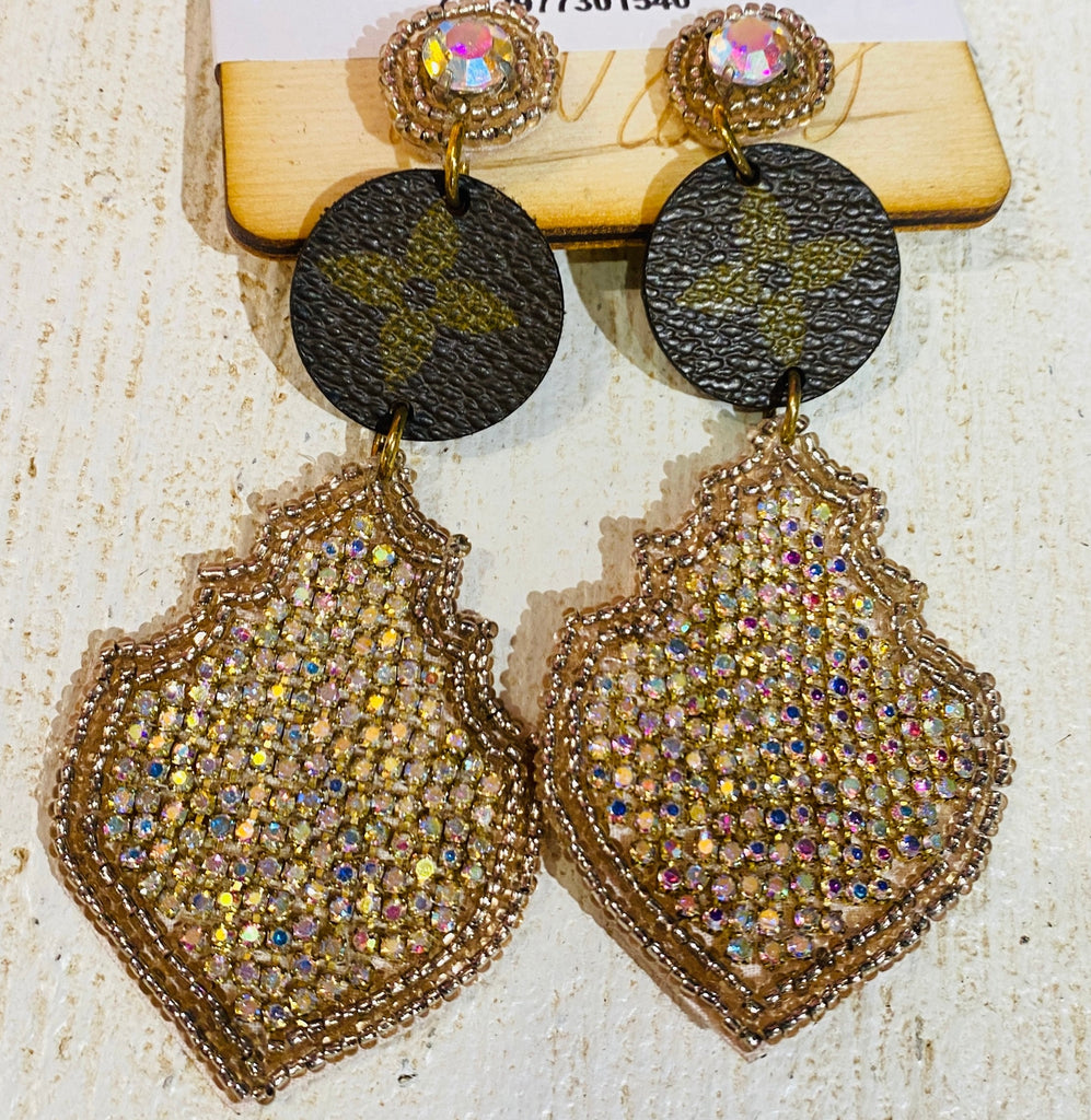 The Groovy Cactus Boutique - Keep It Gypsy Large LV Earrings with Diamond.  Wow Just Stunning ! Large LV With Crystal Stud on hoops! Available for only  $52.99 To order: Comment Sold
