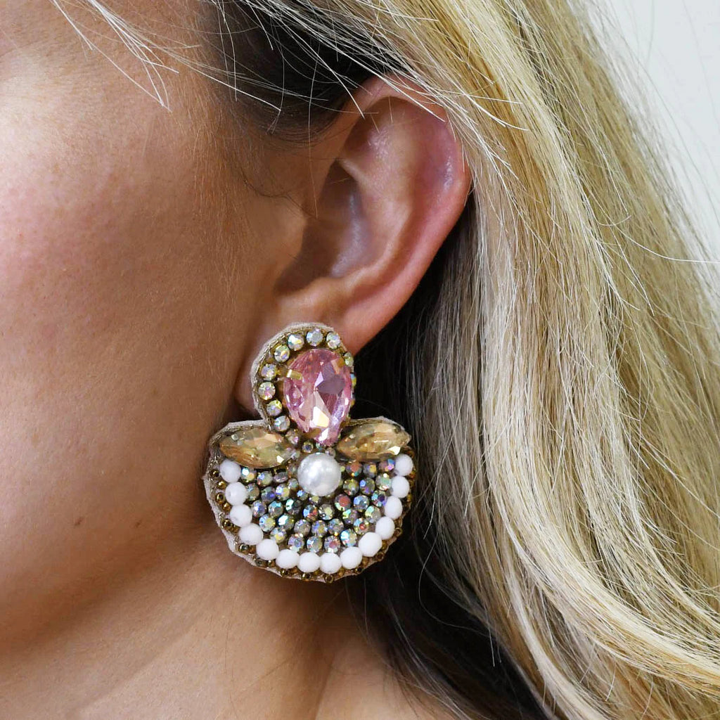 Glam Fan Pink Earrings