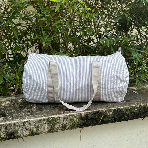 Gray Seersucker Kids Duffle Bag