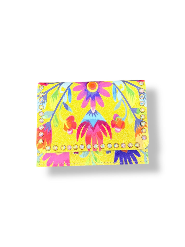 Sunshine Yellow Floral Glitter Flora Wallet