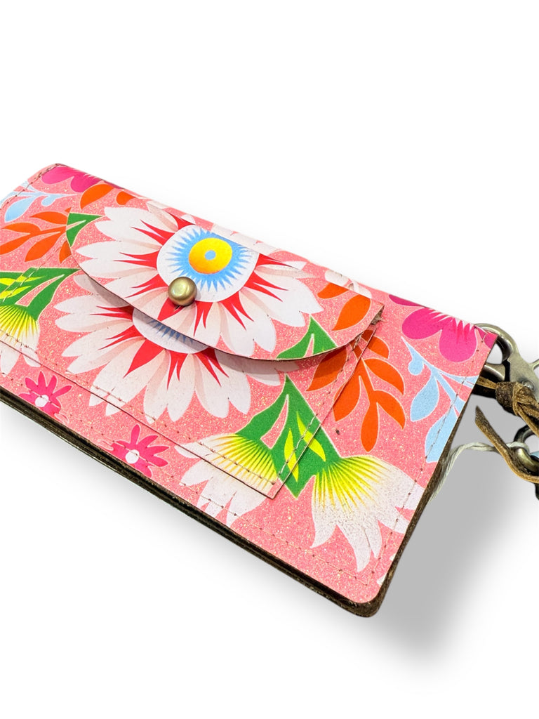 Coral Floral Glitter Fallon Bifold Wallet