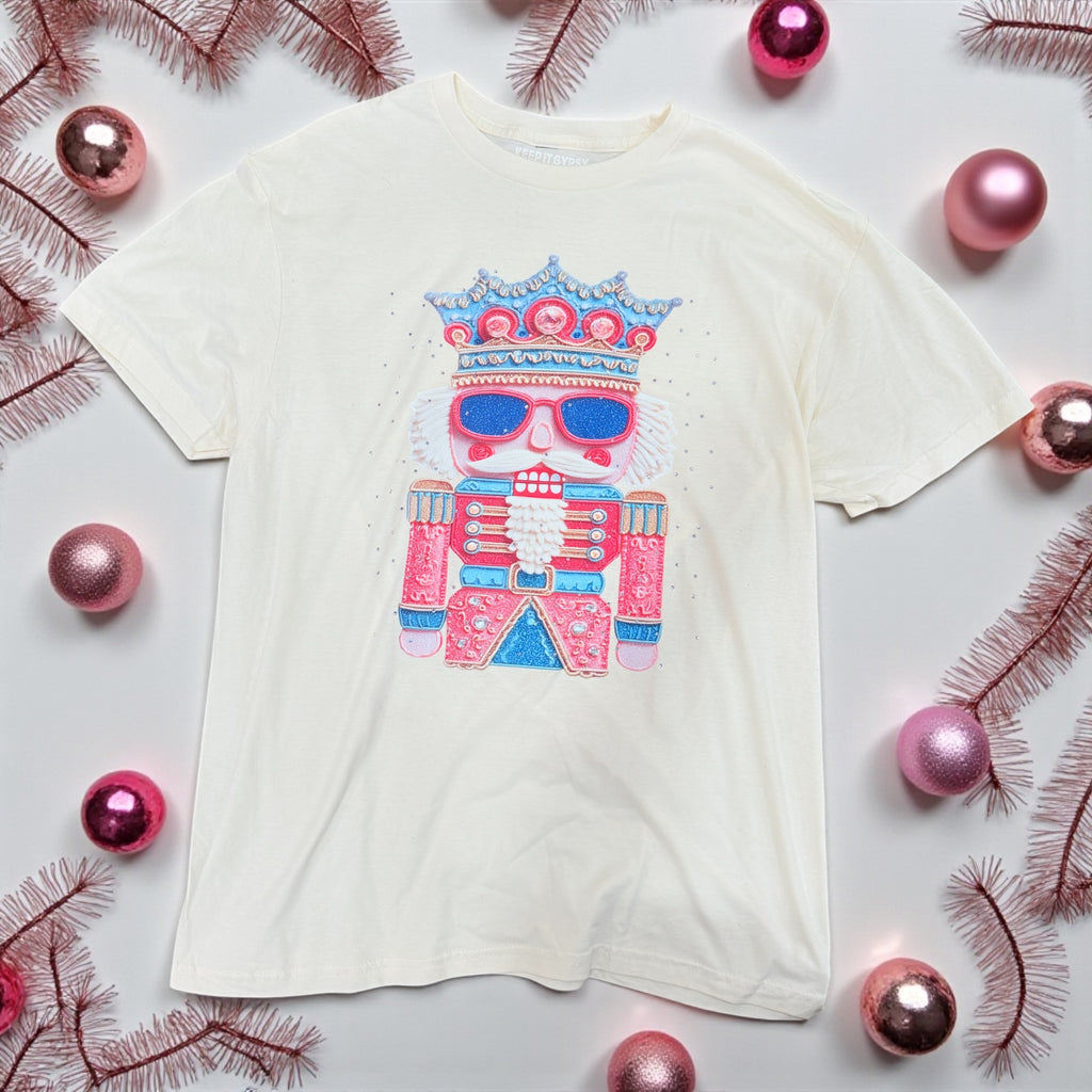 Studded King Nutcracker in Cream