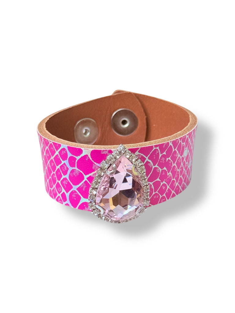 Hot Pink Hologram Viper & Pink Crystal Cuff