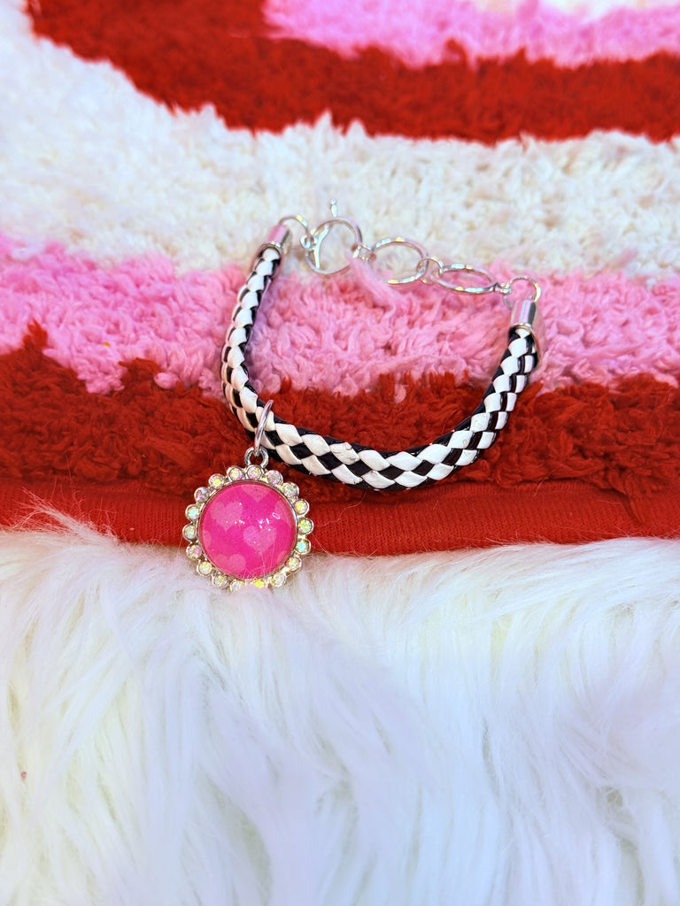 Full Pink Hearts Roped Around Toggle Bracelet