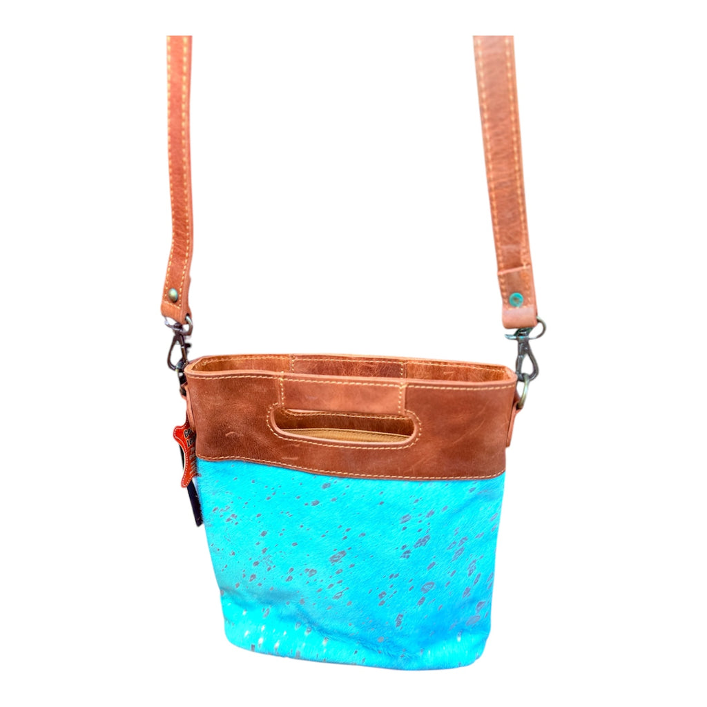 Turquoise Acid Wash Messenger Crossbody Bag Purse