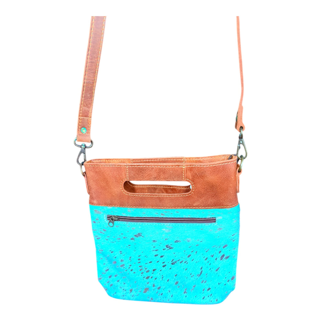 Turquoise Acid Wash Messenger Crossbody Bag Purse