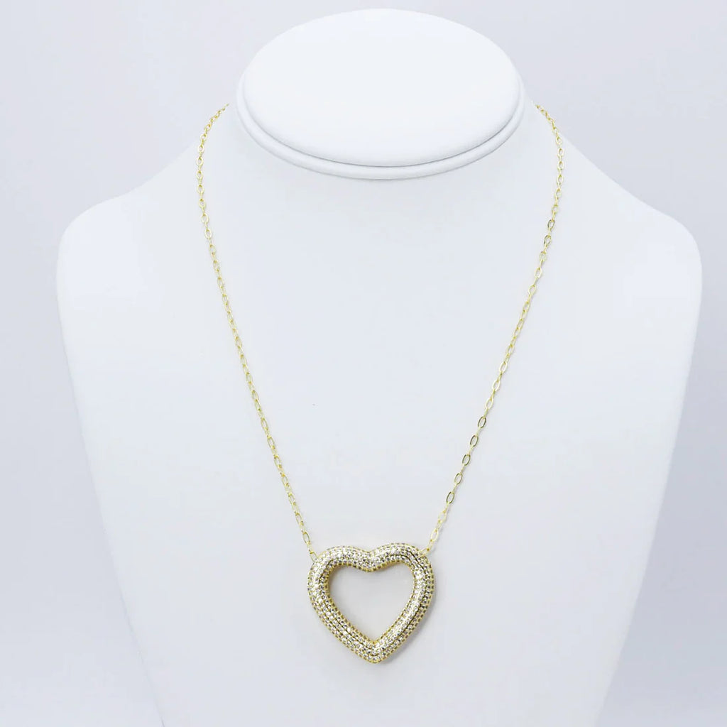 Gold Heart Outline Gold Necklace