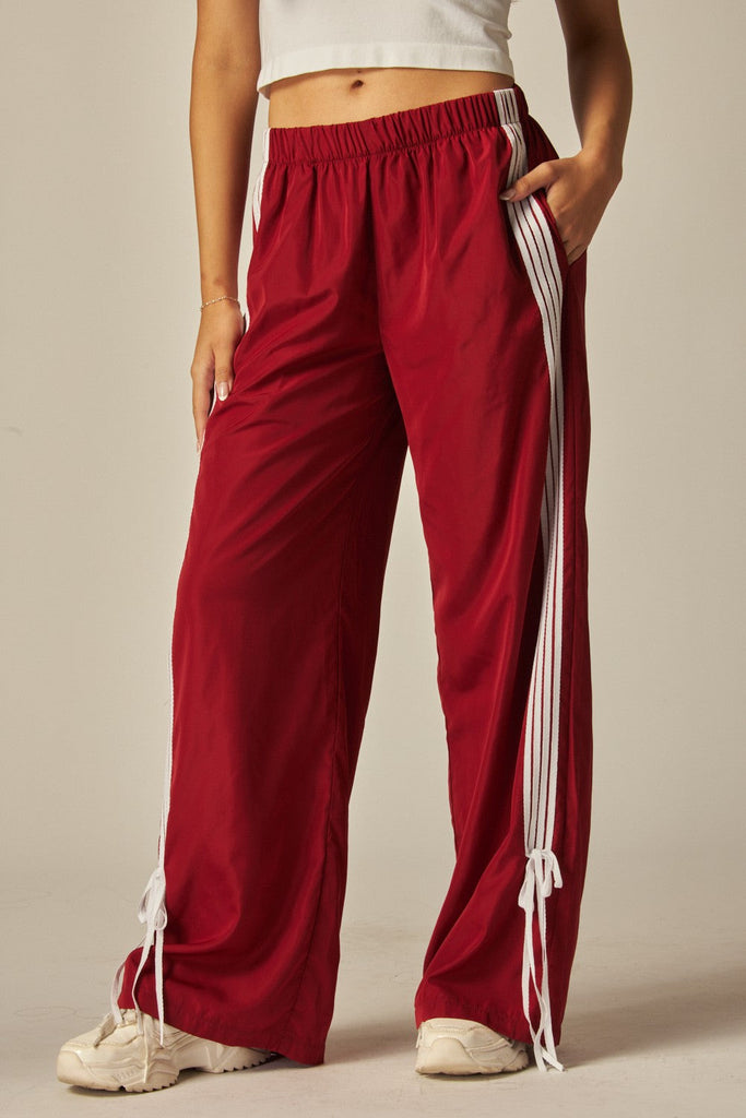 Ribbon Runway Track Pants - Vintage Red