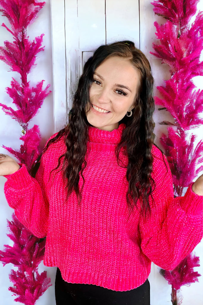 Finally Fall Sweater- Hot Pink