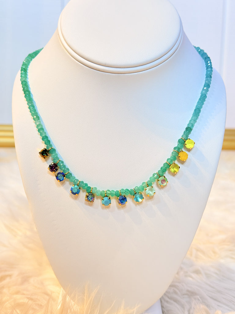 Peggy Necklace in Teal Swarovski