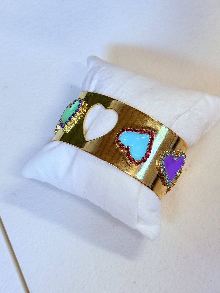 Sadiya Loving Hearts Swarovski Bangle Bracelet