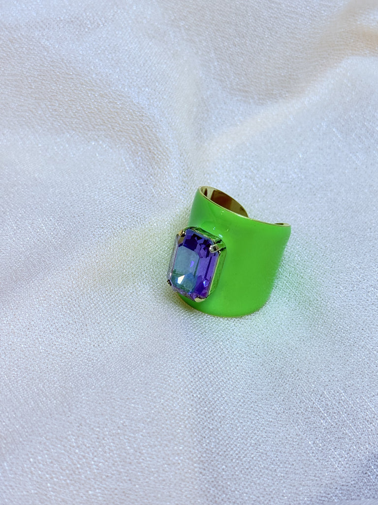 Mini Roddy Ring in Enamel/ Electric Green