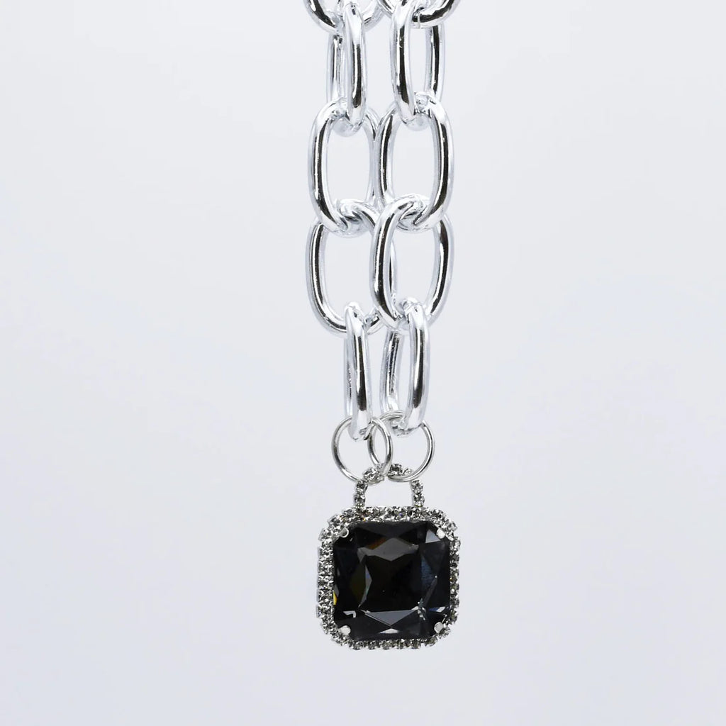 Black Glamour Chunk Charm Necklace