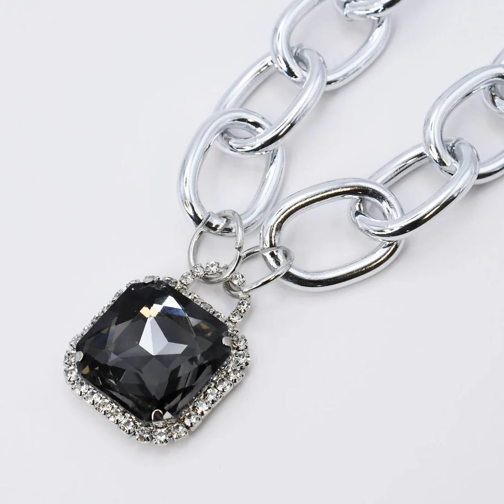 Black Glamour Chunk Charm Necklace