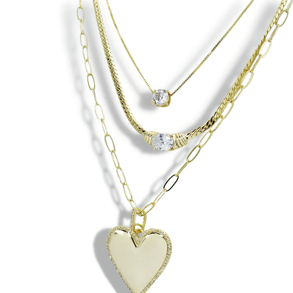 Crystallized Heart Charm Necklace