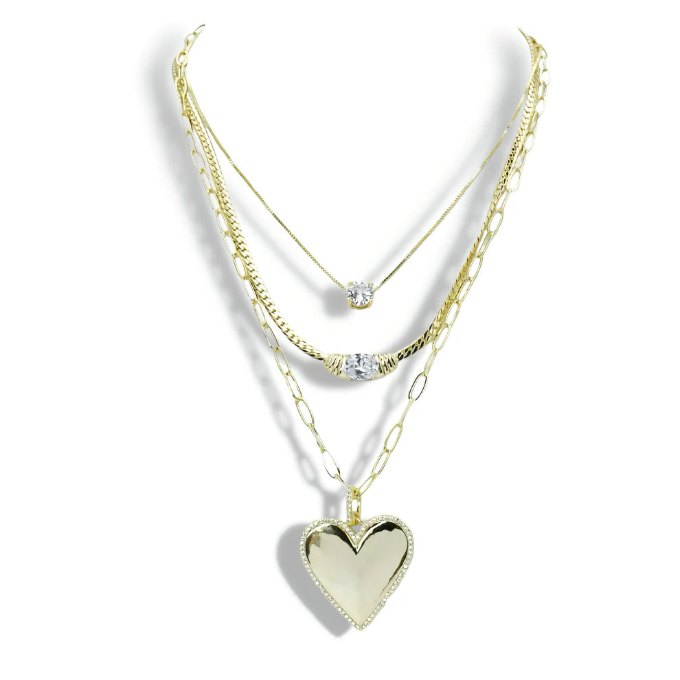 Crystallized Heart Charm Necklace