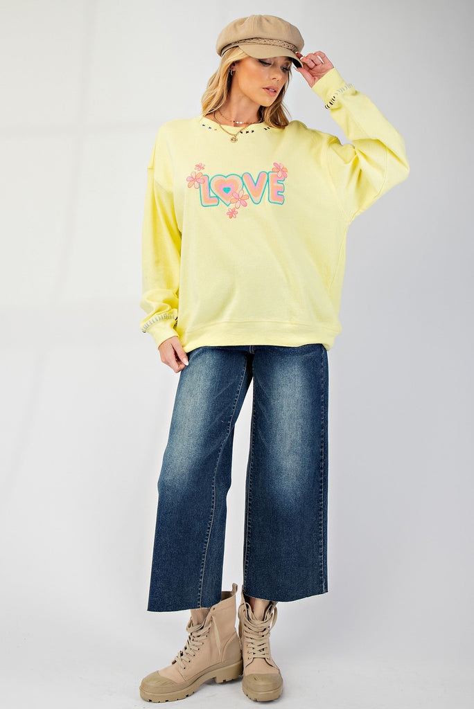 Love Embossed Vintage Floral Patchwork Top