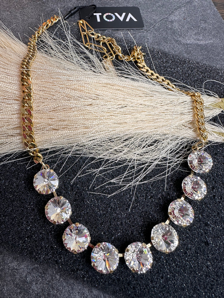 Mini Sofia Necklace- Clear & Gold