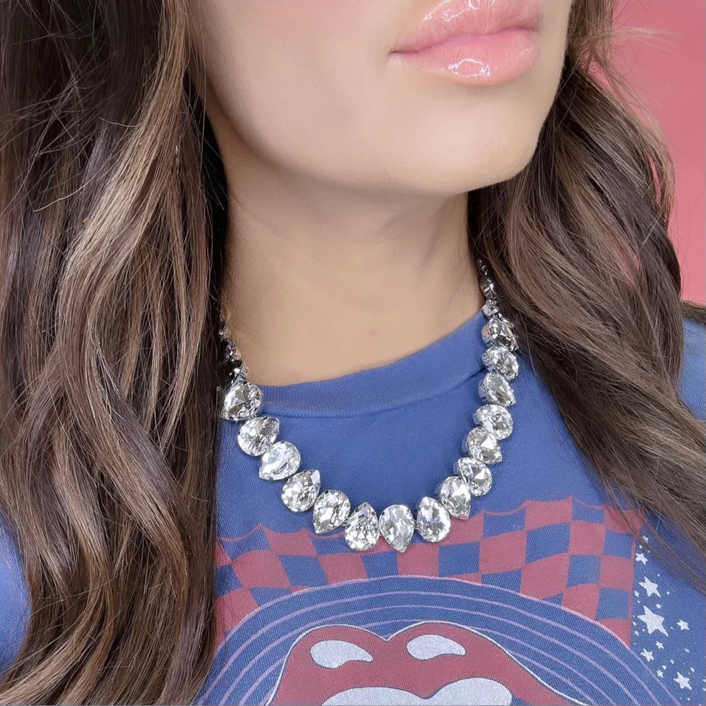Simply Silver Radiance Teardrop Crystal Necklace
