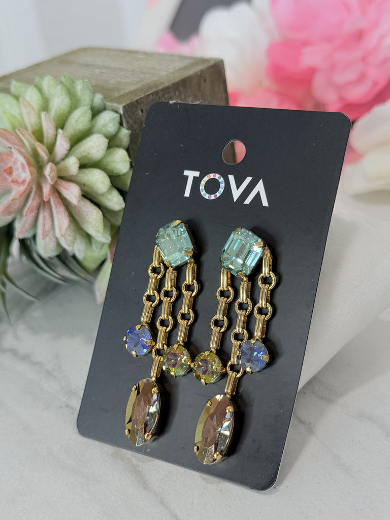 Stella Swarovski Earrings Aqua Champagne