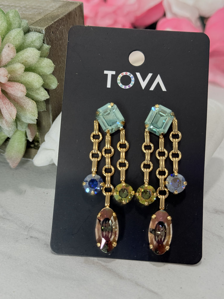 Stella Swarovski Earrings Aqua Champagne