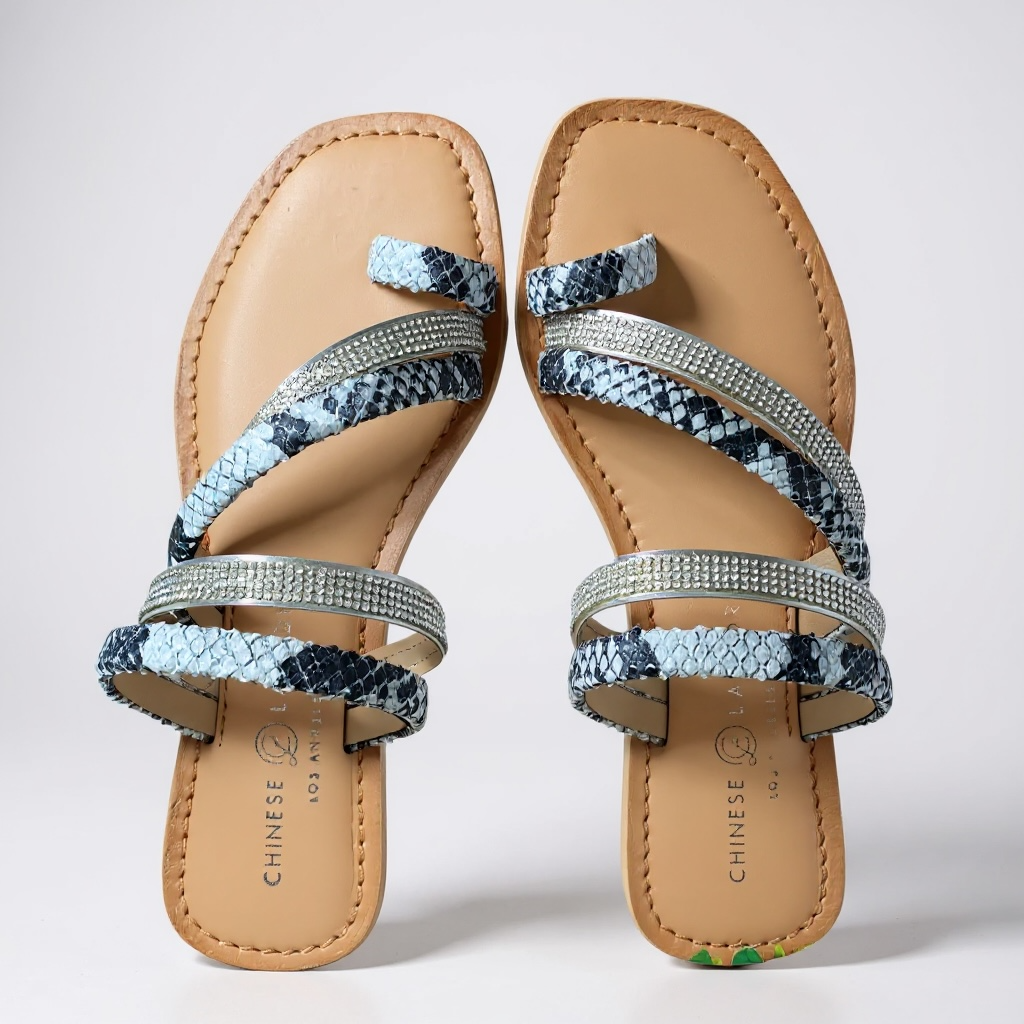 Animal Printed Crystal Toe Sandals