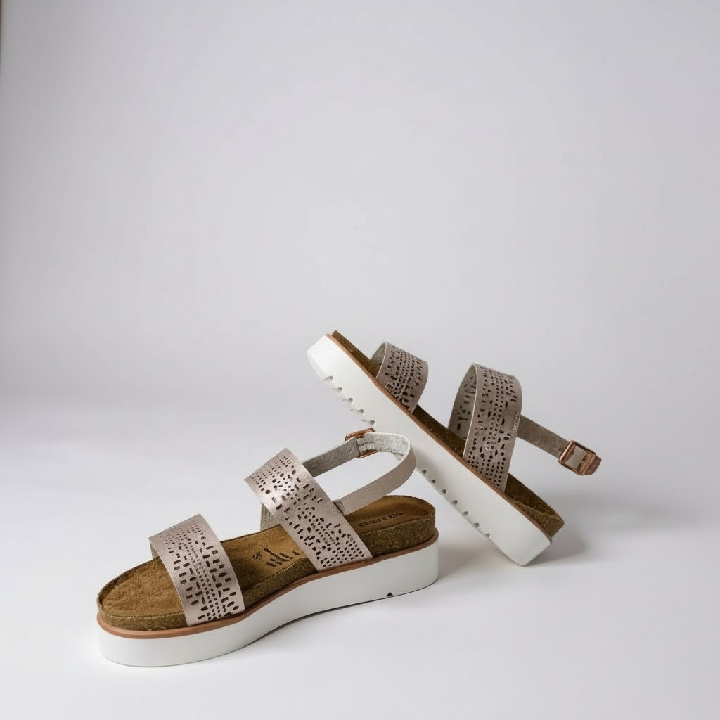 Anatalia Champagne Shine Platform Wedges