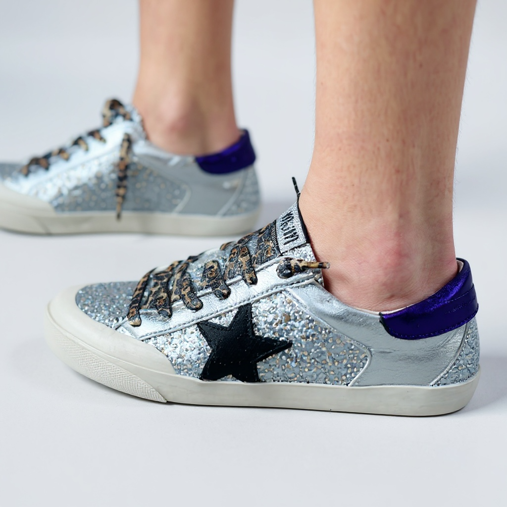 Haber Silver & Purple Star Tennis Shoes