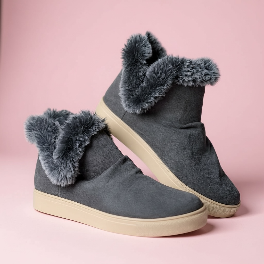 Grey Plush Suede Tennis Shoe