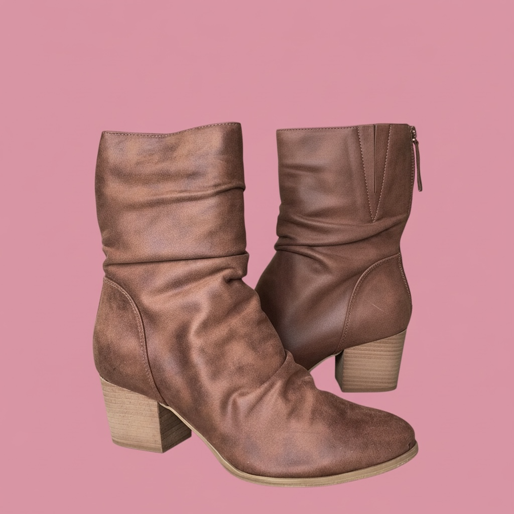 Cognac Preston Scrunch Booties