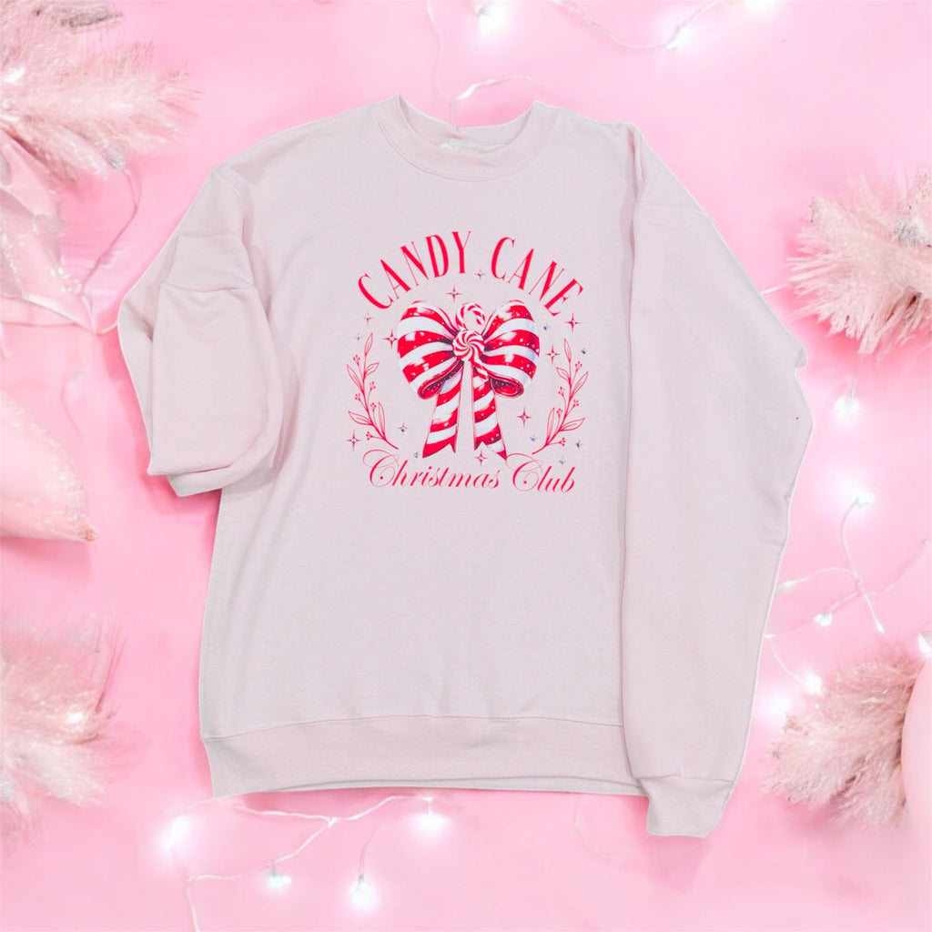 Candy Cane Sweetheart Bedazzled Graphic Crewneck Pullover