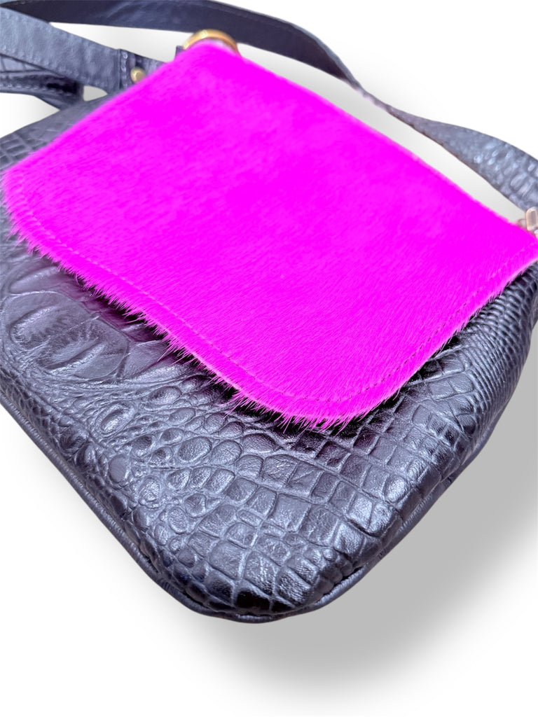 The Buckle Belle Backwards Barbie Leather Hide Crossbody