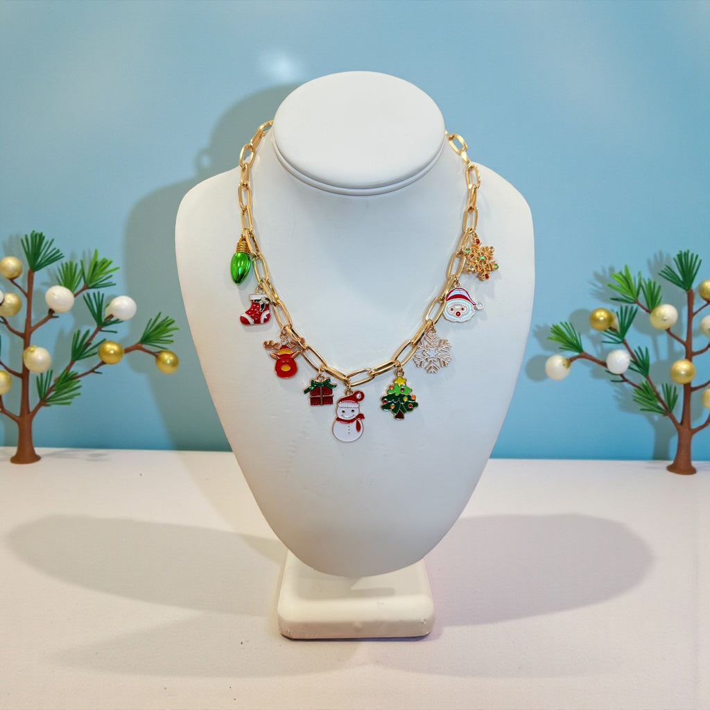 Gold Chain Christmas Charmed Necklace