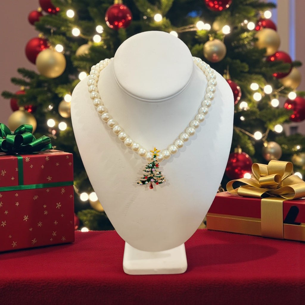 Bedazzled Tree Pearl Necklace