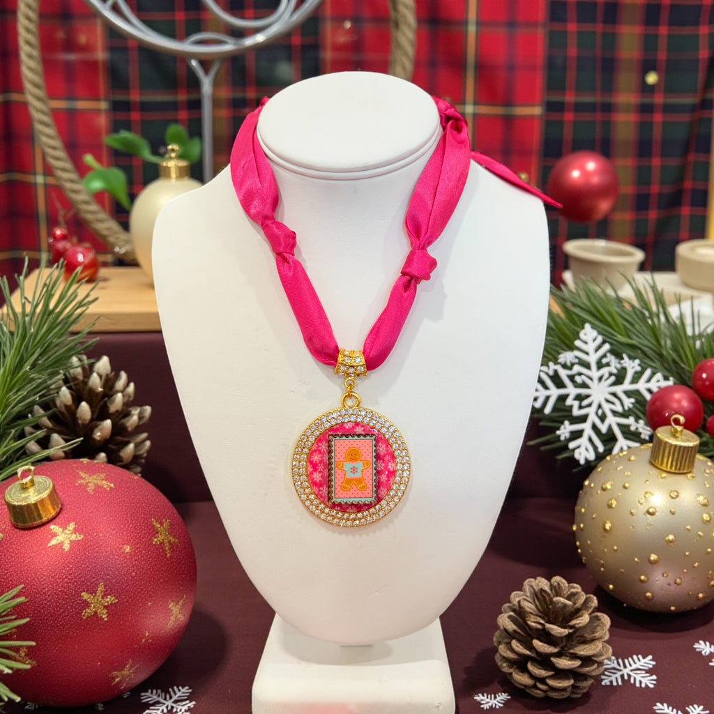 Gingerbread Charm Scarf Necklace