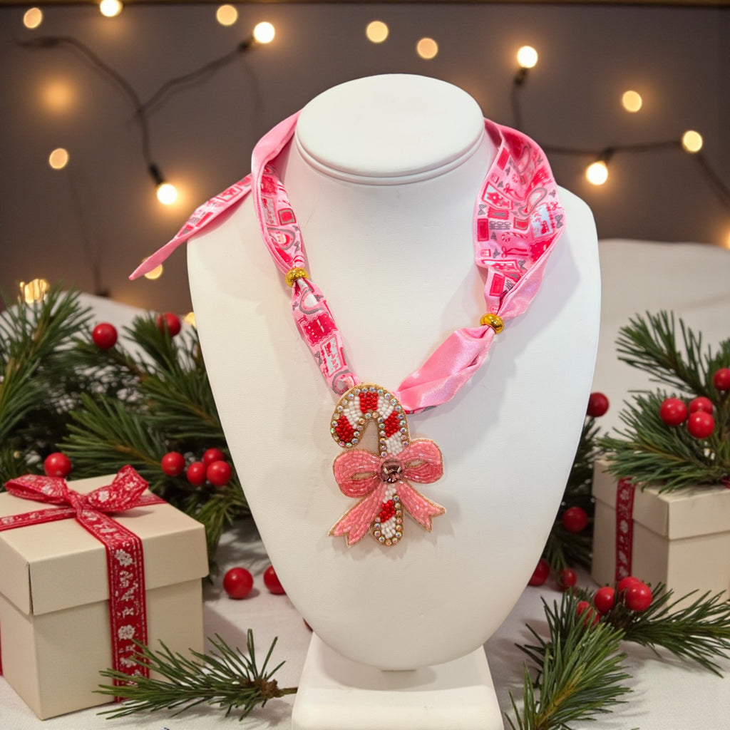 Candy Cane Scarf Necklace