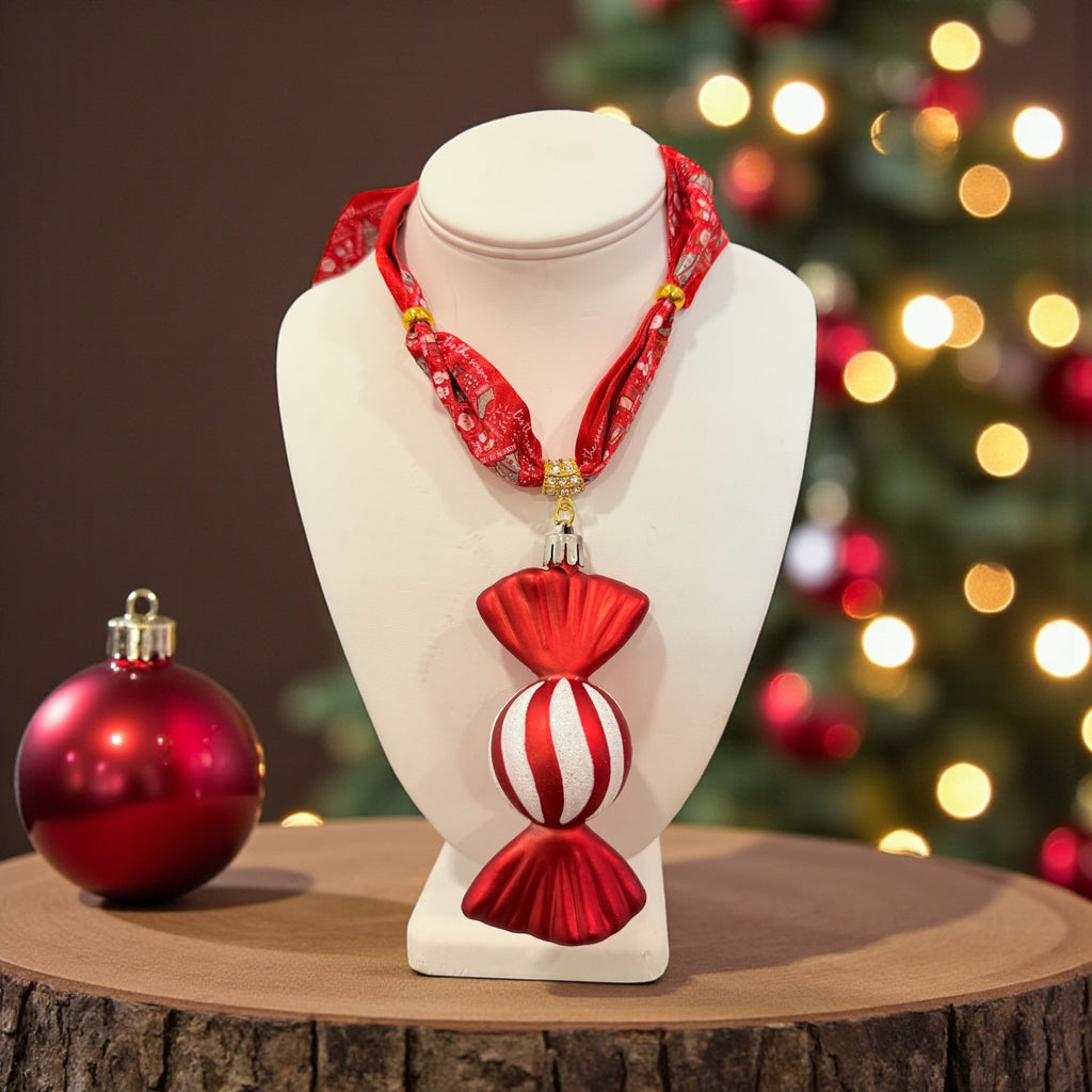 Peppermint Candy Scarf Necklace