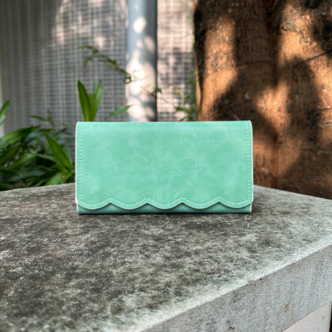 Mint Scalloped Clutch Wallet