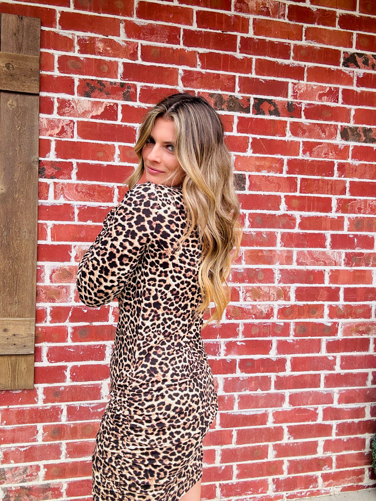 Fierce Feline Taupe Speckled Dress