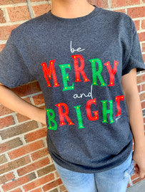 Be Merry & Bright Tee: Heather Black